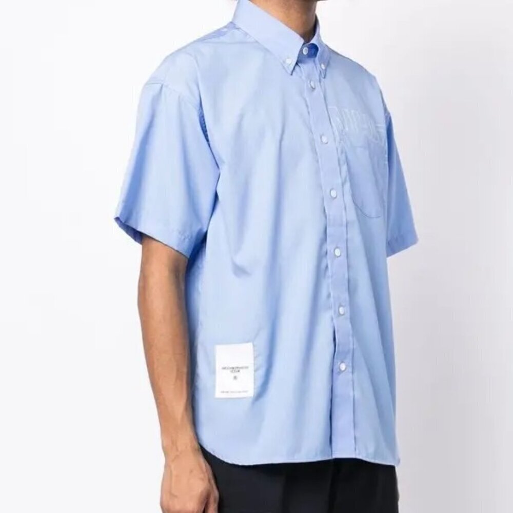 NHIZ x Izzue Neighborhood Blue Poplin Logo Print Buttondown Shirt S​​​​